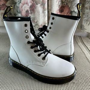 DR MARTENS ZAVALA WOMEN BOOTS WHITE LEATHER NEW/OTHERS